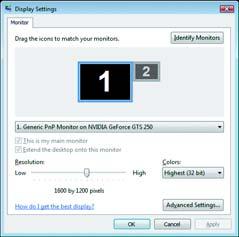 3.2. Display Properties Pages Display Settings (Resolutions and Color Quality for Windows) To access Display Settings