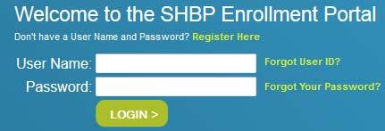 UPDATE PASSWORD OR EMAIL > CHANGE PASSWORD A SHBP Member will follow this process in the event they would like to change their existing/established password.