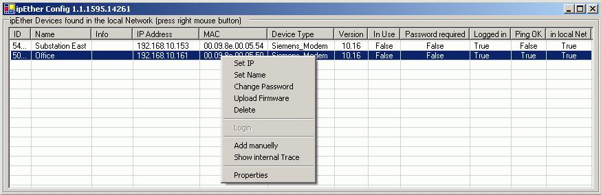 Setting communication parameters of the office modem The office modem is only assigned with its basic settings of the RS232 communication parameters.