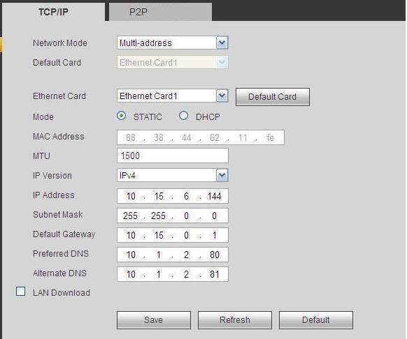 Parameter Mode Function There are two modes: static mode and the DHCP mode.