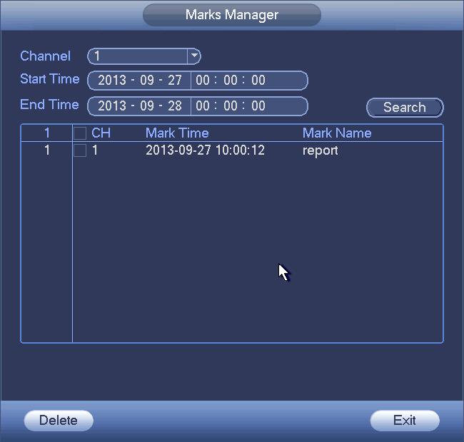 Double click one mark file, you can begin playback from the mark time. Play before mark time Here you can set to begin playback from previous N seconds of the mark time.