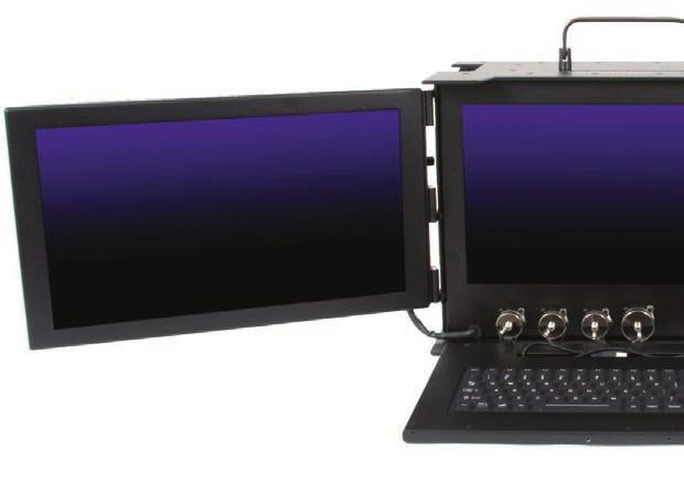MTP FAMILY RUGGEDIZED TRIFOLD PORTABLE COMPUTER MILITARY ASSEMBLED IN THE USA EASY CUSTOMIZATION REVISION CONTROL MIL-STD 810 3x 18.5" 1920 x 1080 LCD panels Intel Core or Xeon CPU Options (4x) 2.