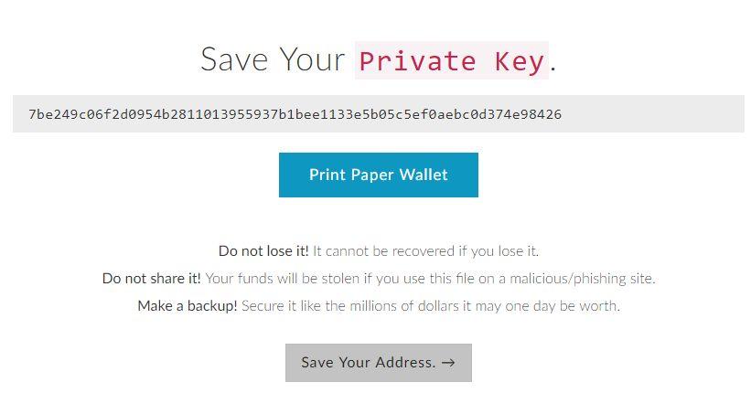 can also click the button Print Paper Wallet and use that as your cold wallet. You Step 4.