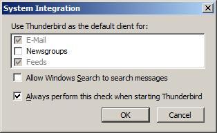 If you do not receive this dialog box, skip to step 2. If you want Thunderbird to be this computer s default email software, click OK.