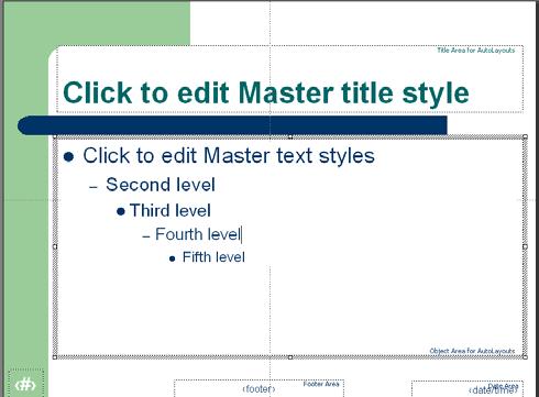 To view the slide master for your presentation, open the presentation you want to modify. Then, click on the View pull-down menu and click on Master.