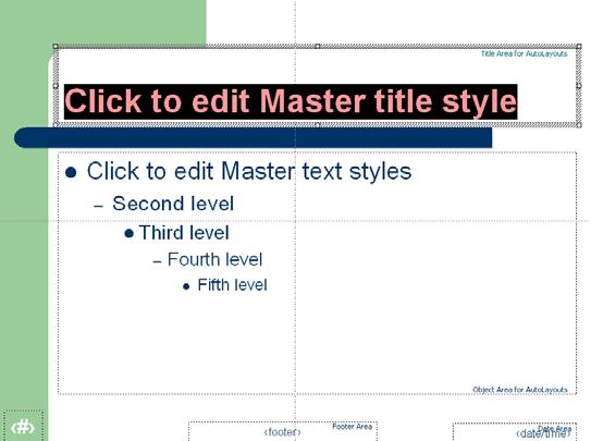 Any changes made while in the slide master view will be reflected on all other slides (except the title slide).