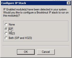 6.2. Configure IP Stack A Configure IP Stack window is displayed on first invocation of