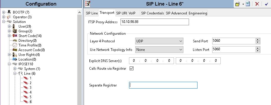 5.4. Administer SIP Line From the configuration tree in the left pane, right-click on Line and select New SIP Line from the pop-up list to add a new SIP line.