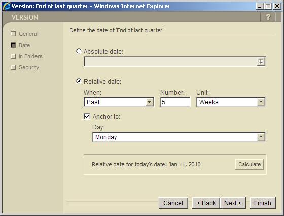 2. Relative date - This defines a date in the current period of time or in the past or future relative to today s date.