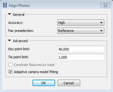 Agisoft PhotoScan Parameters Methodology Data Processing High accuracy makes software work with the original photo size; enables more accurate