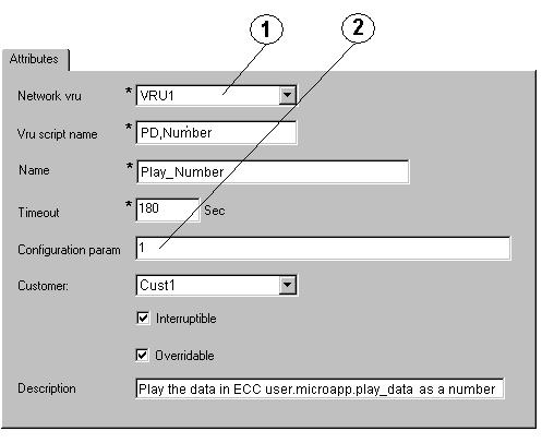ISN Micro-Applications Chapter 2 Using NAM/ICM with the ISN IVR Solution Play Data Example: Play Data as Number This example shows sample ICM Configuration Manager and Script Editor screen captures