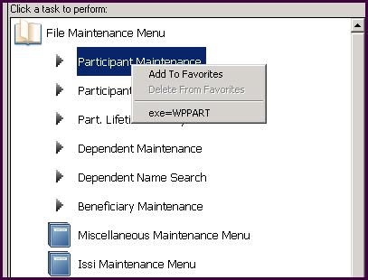 When you Right-Click on a Program name, as shown above, you will be able to add the Program to your list of Favorites. Favorites are explained elsewhere in this documentation.