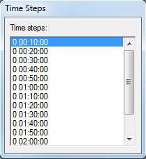 Figure 3 The Time Steps window 3.5 The Edit Window The Edit Window appears below the menus at the top of the application. It is used to show and/or change the coordinates of selected entities.