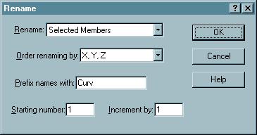 The reason for not unselecting the new curved members is that they must all be selected to rename them. Immediately after copying members in this fashion is the easiest time to rename them.