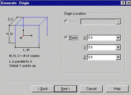 Select Point for the Origin Location and set the coordinates to (0,0,0). Click Next to continue.