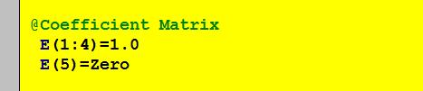 Coefficient Matrix In the Coefficient Matrix section the user must enter the values of the coefficient of the time derivatives of the state variables.