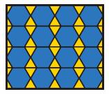 Only triangles are used. The tessellation is regular.