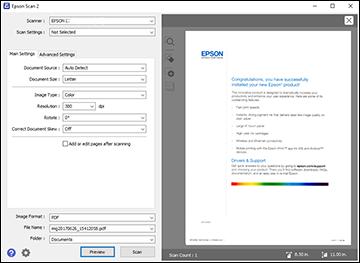 5. Select the Resolution setting you want to use for your scan. 6. Click the Preview button. Epson Scan 2 previews your original and displays the results in the Epson Scan 2 window. 7.
