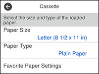 Selecting the Paper Settings - Control Panel You can change the default paper size and paper type for each source using the control panel on the product. 1. Press the home button, if necessary. 2.