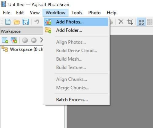 1. Select Workflow > Add Photos 2. This will then open a dialog where you can select your photos that you have previously uploaded to your computer.
