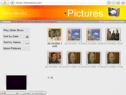 2.4 Pictures In this section, we introduce methods to view your pictures and play a slide show. Viewing the Captured Images 1. Select Pictures. 2.