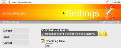 4.1 General Settings Here you can select the destination folder for saving recorded files, determine recording time and file size, assign the number of