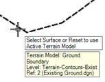 8. Select the existing ground terrain model for elevation basis 9. Enter -3.00ft [-1.