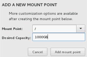 The system will calculate the correct size. 4. Click Add mount point.
