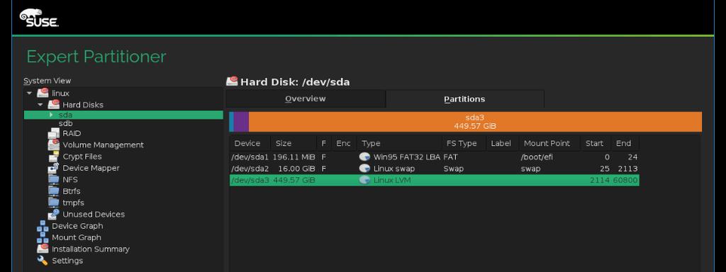 /dev/sda2, size = 16GB, format as Swap /dev/sda3, size = rest of the disk space. 4.
