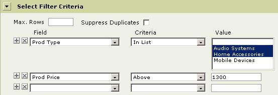 A field may appear selected and disabled in Field dropdown. Such a field may also carry an asterisk. This means, it is mandatory for you to set filter criteria on this field.