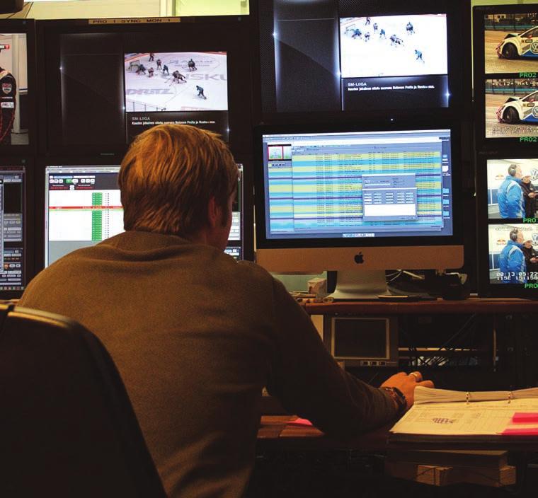 archiving, material services and playout for the Finnish national ice hockey league, professional football(soccer) games, and various other programs.
