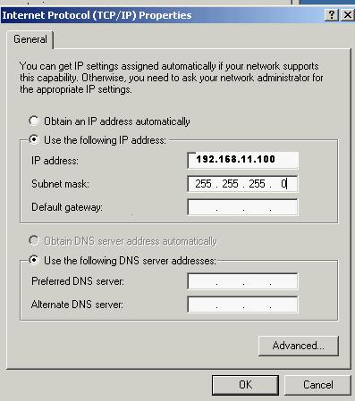 Otherwise, computer and LSU IP addresses should match the same subnet mask as shown below.