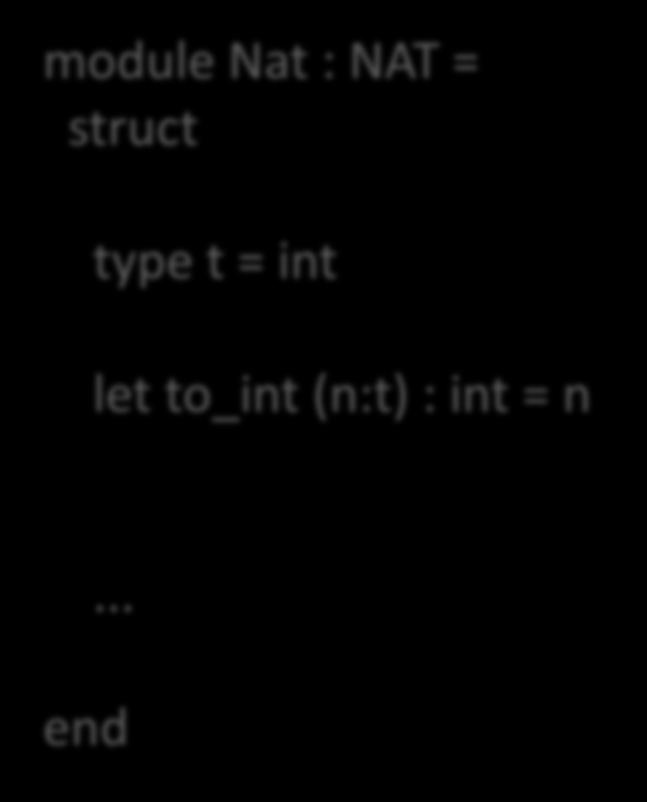 Natural Numbers module type NAT = sig type t val to_int : t ->