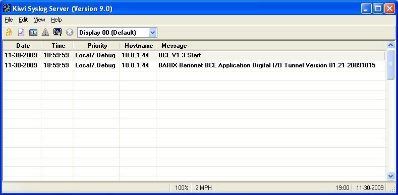 Chapter 7: Troubleshooting 7.2.1 Barionet Internal Syslog Messages When the Barionet starts up, it normally sends at least one syslog message.