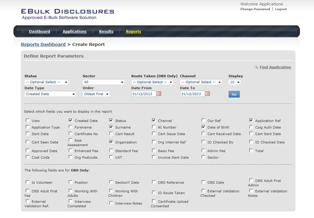 Section F Stage 3 - Customised Reports and selecting field headings see screen shot 22.