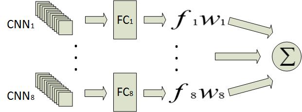 3 Fig. 1. The mixture of CNNs in which the eight CNNs models are combined linearly.