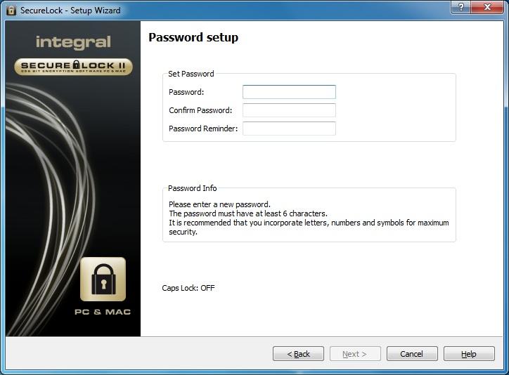 3.2. Setting up a Password In order to secure (encrypt) your data, you will need to set up a password. The password must be at least 6 (six) characters long.