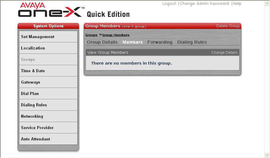 6. At the Group > Group Members page, click the Change Details link to enter the Group > Group Members >