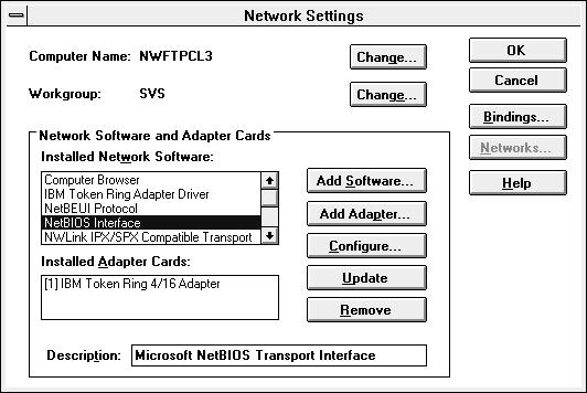 Customizing for NetBIOS 5 Select Control Panel The Network Setting window appears. Figure 20.