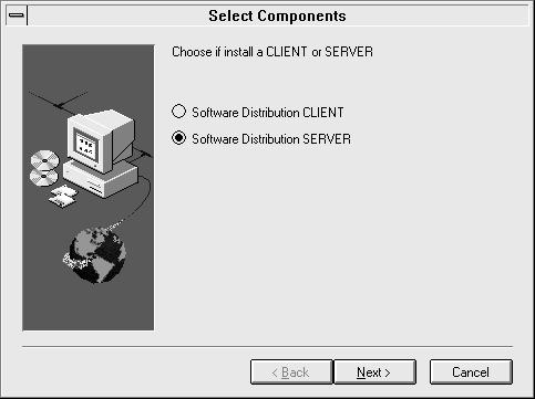 Upgrading TME 10 Software Distribution for Windows NT 3 Select Next to continue with the installation. The Select Client or Server window appears. Figure 27.