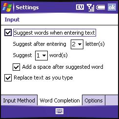 Setting Input Options 1. Press Start and select Settings. 2. On the Personal tab, select Input. 3.