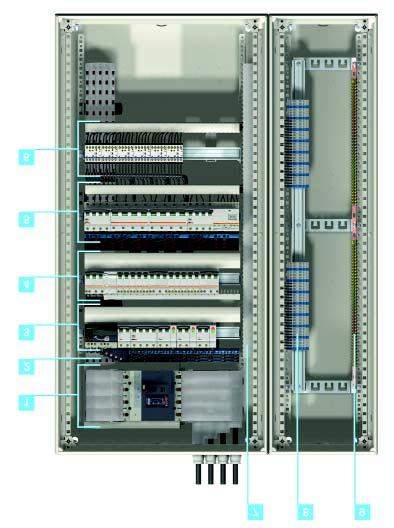 selection Typical configuration with catalogue numbers Presentation PD390541 1 2 3 NS250 functional units See page 34 Main distribution using Powerclip busbars See page 99 Modular device functional