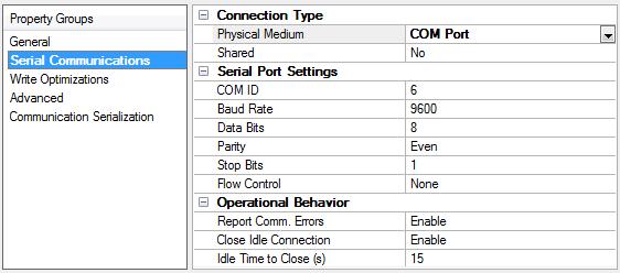 11 Click to jump to one of the sections: Connection Type, Serial Port Settings or Ethernet Settings, and Operational Behavior.