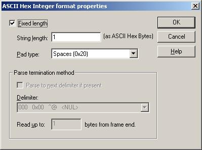 93 Format ASCII HEX Integer The ASCII Hex Integer device data format option allows the user to specify how ASCII hex integer data should be formatted.