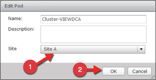 To move the Clusters out of the Default site, click on Default First Site, click on