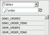 From the list in the Object Selection pane on the left, select Tables. The Detail pane lists the tables in your current schema. 4. In the Object Selection pane, click OEHR_EMPLOYEES from the list.