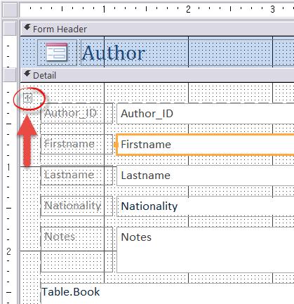 Create a data entry form for the Author table. a) Select (i.e., click) the Author table in the