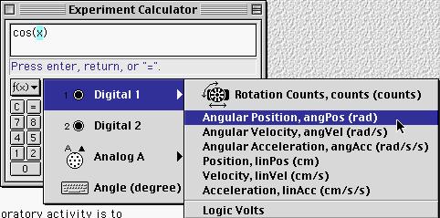 Select Digital 1, Angular Position from the Input menu.