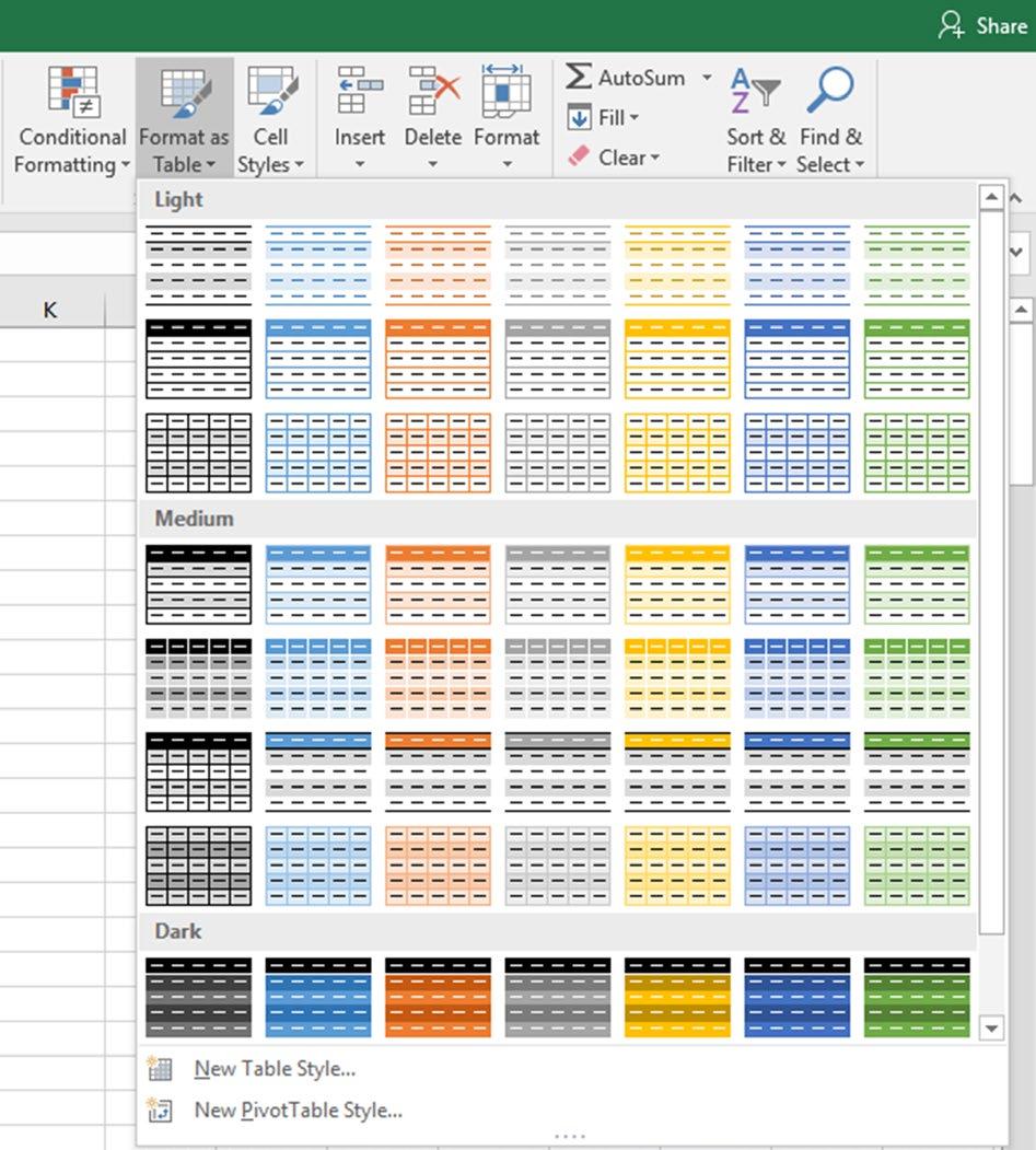 PARTICIPANT NOTEBOOK Use Tables to Organize Data Convert Database-like Data to an Excel Table 1.