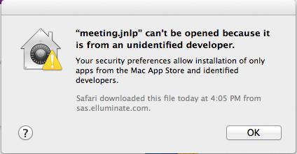I cannot launch my Web Conferencing session and recordings on Mac OS X 10.8.